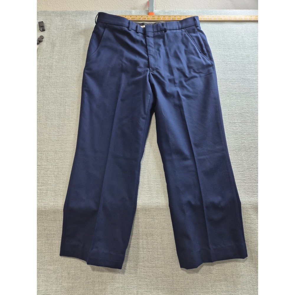 DSCP Dress Pant Mens 38R Blue Wool Business Office Formal Tailored Straight Leg